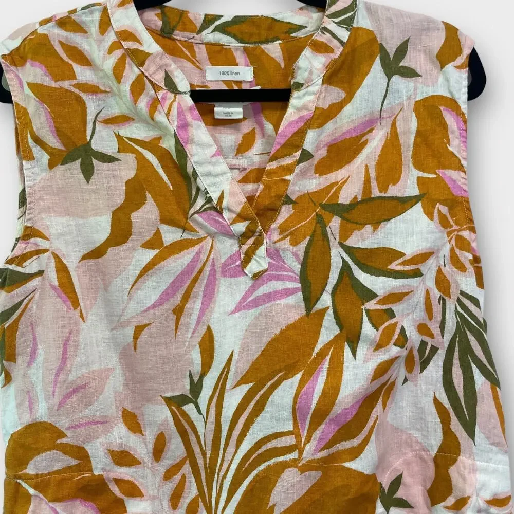 C&C California 100% linen floral shift dress size medium - Picture 3 of 11